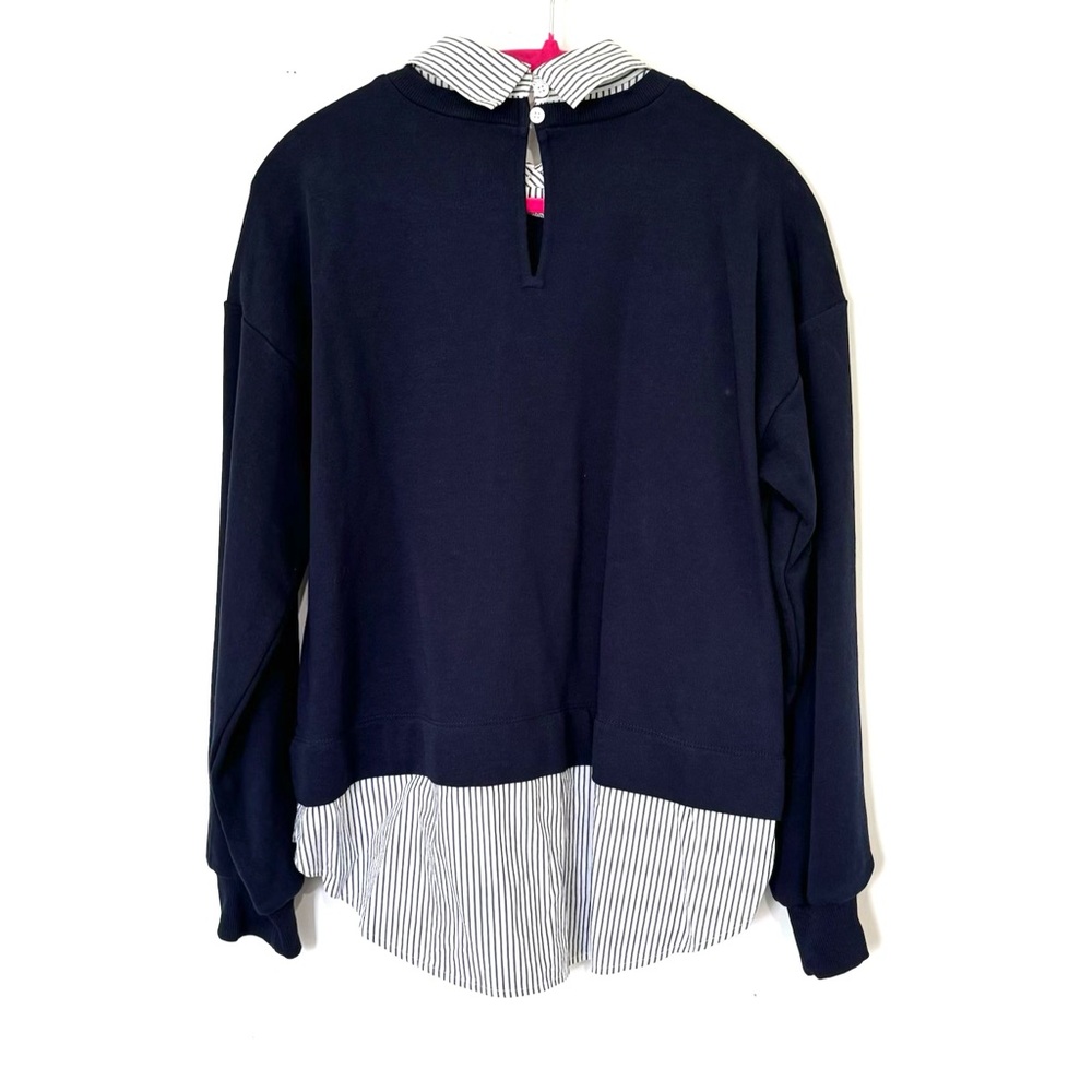 LOFT  Stripe Poplin Layered Mixed Media Sweater - Picture 5 of 5